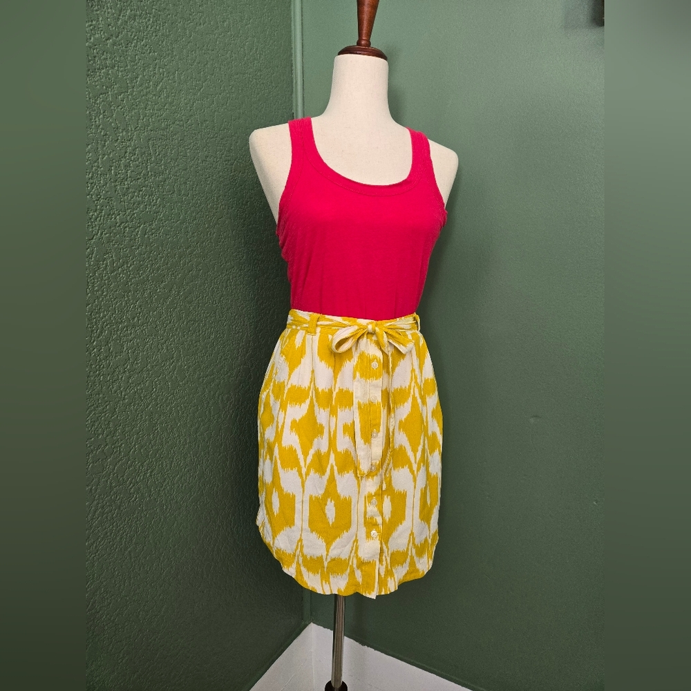 Ann Taylor Loft Yellow and White Patterned Skirt
